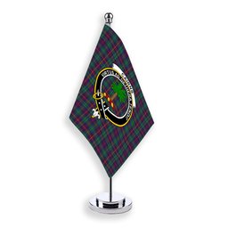 ScotsTee Shop Scottish Cairns of Finavon Modern Crest Tartan Desk Flag Plaid Table Flag
