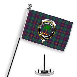 ScotsTee Shop Scottish Cairns of Finavon Modern Crest Tartan Desk Flag Plaid Table Flag