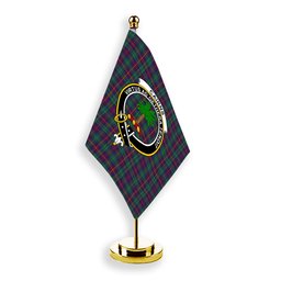 ScotsTee Shop Scottish Cairns of Finavon Modern Crest Tartan Desk Flag Plaid Table Flag