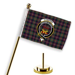 ScotsTee Shop Scottish Cameron Highlanders of Ottawa Crest Tartan Desk Flag Plaid Table Flag