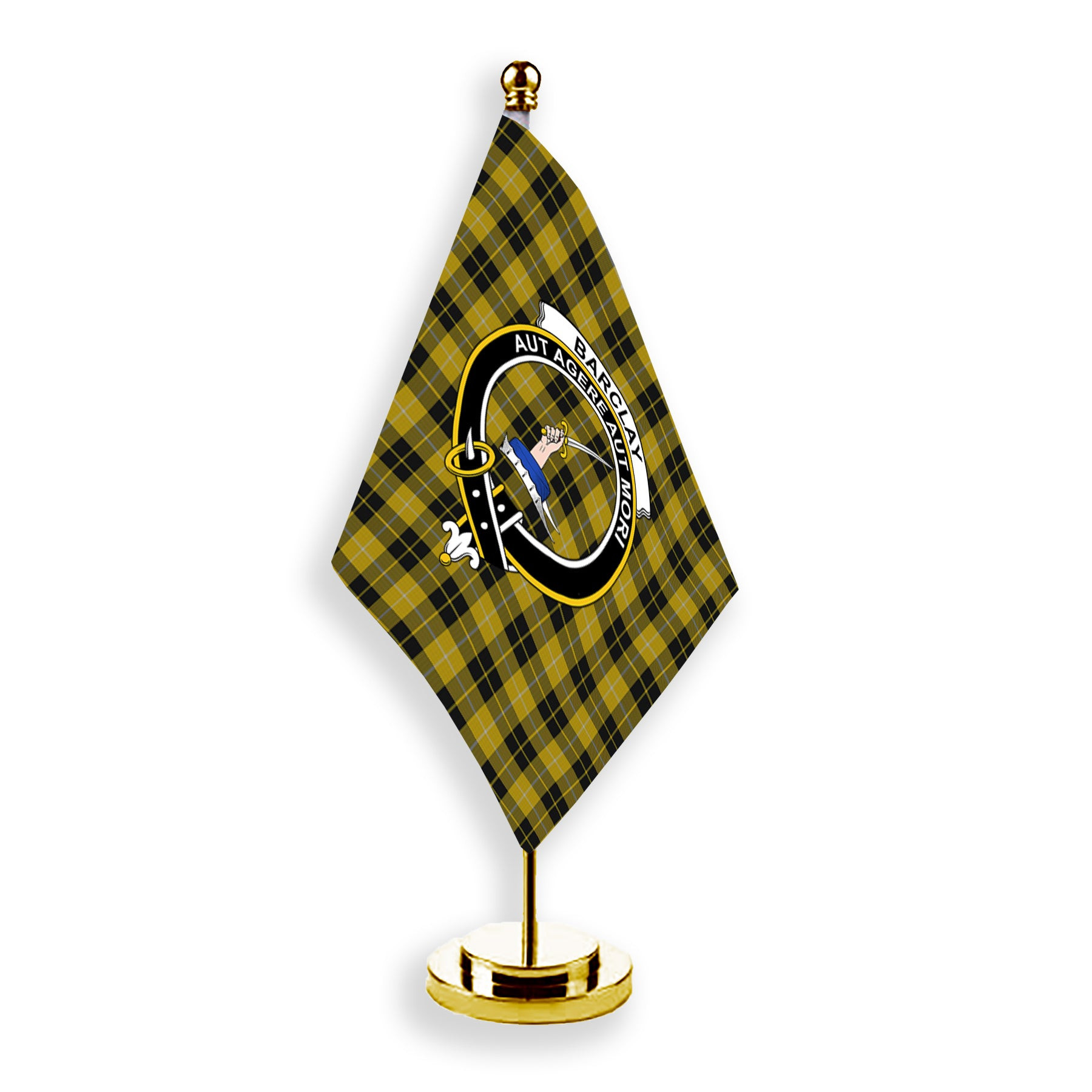 ScotsTee Shop Scottish Barclay Dress Crest Tartan Desk Flag Plaid Table Flag