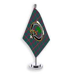 ScotsTee Shop Scottish Cairns of Finavon Ancient Crest Tartan Desk Flag Plaid Table Flag