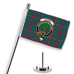 ScotsTee Shop Scottish Cairns of Finavon Ancient Crest Tartan Desk Flag Plaid Table Flag