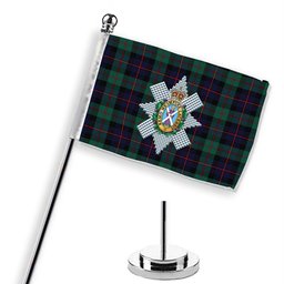 ScotsTee Shop Scottish Black Watch Coarse Kilt Modern Crest Tartan Desk Flag Plaid Table Flag