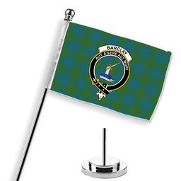 ScotsTee Shop Scottish Barclay Hunting Ancient Clan Crest Tartan Desk Flag Plaid Table Flag