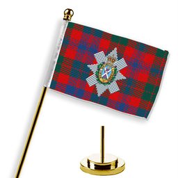 ScotsTee Shop Scottish Black Watch Pipe Band Modern Crest Tartan Desk Flag Plaid Table Flag