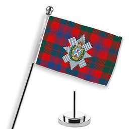 ScotsTee Shop Scottish Black Watch Pipe Band Modern Crest Tartan Desk Flag Plaid Table Flag