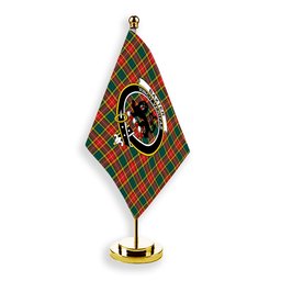 ScotsTee Shop Scottish Baxter of Balgavies Modern Crest Tartan Desk Flag Plaid Table Flag