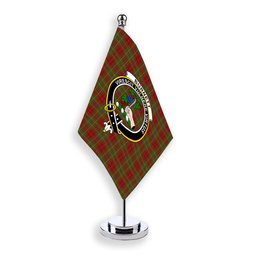 ScotsTee Shop Scottish Burnett of Powis Modern 2 Crest Tartan Desk Flag Plaid Table Flag