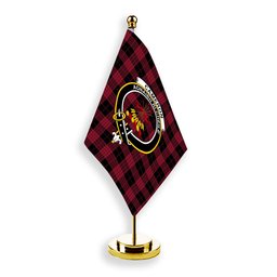ScotsTee Shop Scottish Cameron Black and Red Modern Crest Tartan Desk Flag Plaid Table Flag