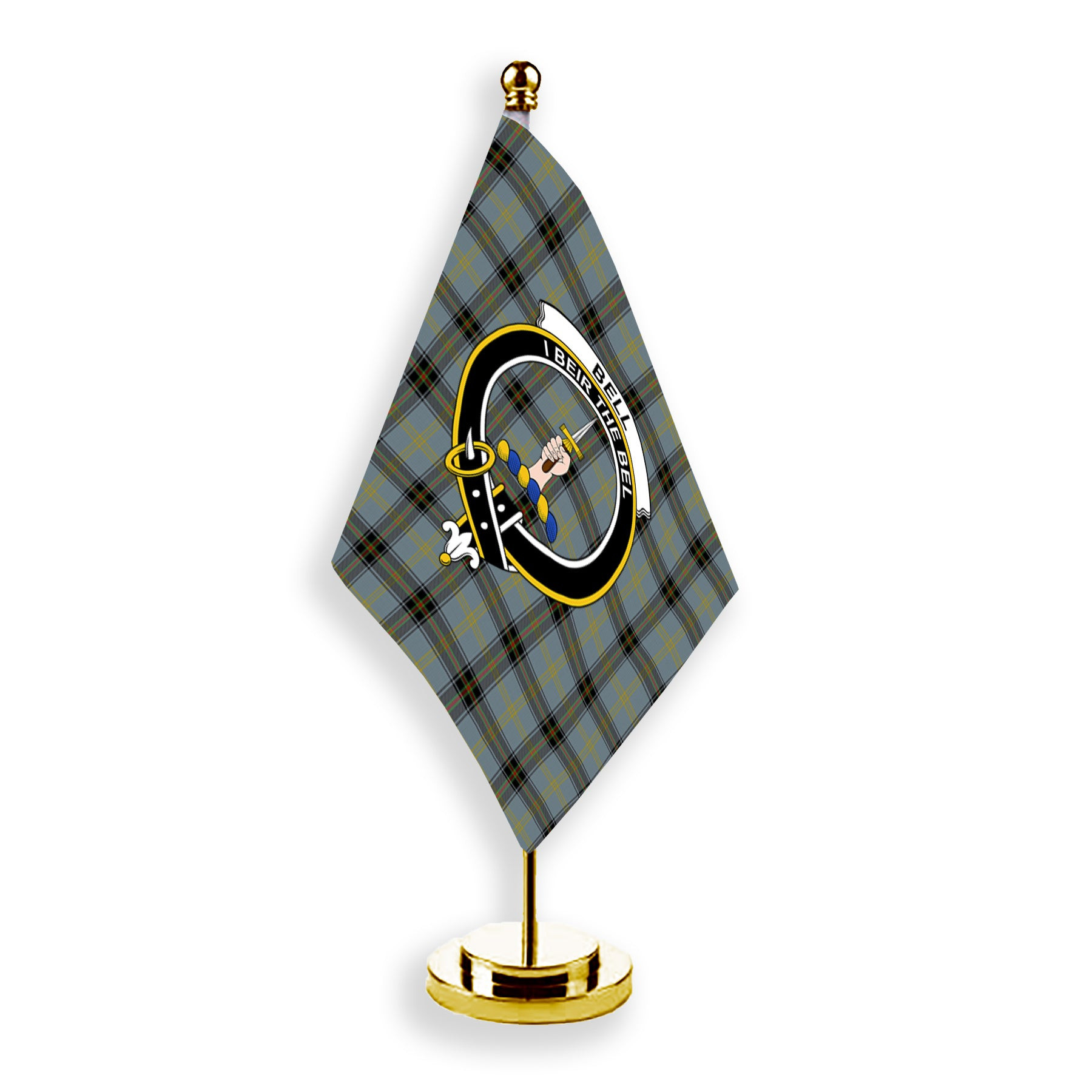 ScotsTee Shop Scottish Bell of the Borders Crest Tartan Desk Flag Plaid Table Flag