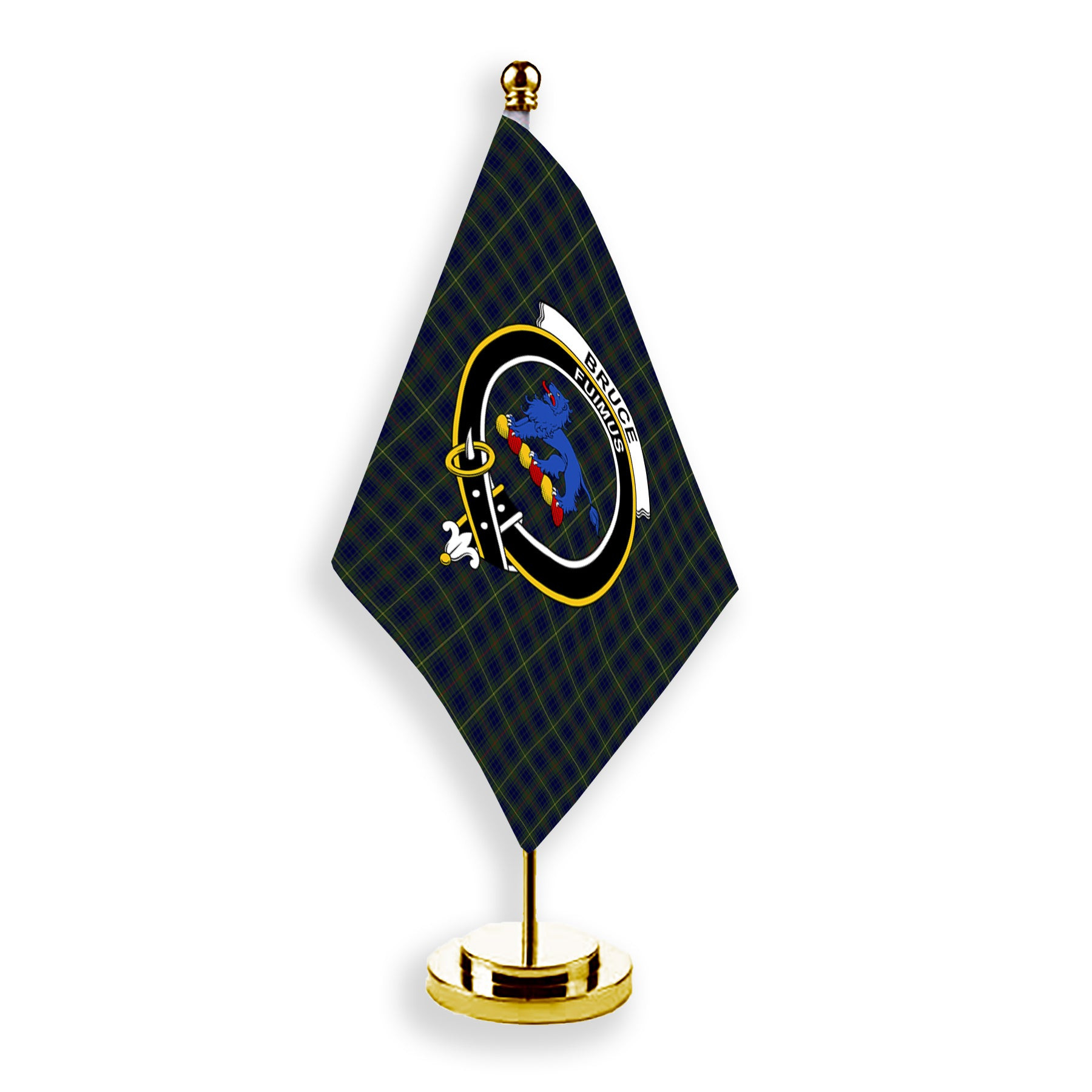 ScotsTee Shop Scottish Bruce of Crionaich Crest Tartan Desk Flag Plaid Table Flag