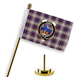 ScotsTee Shop Scottish Bruce of Kinnaird Dress (Dance) Crest Tartan Desk Flag Plaid Table Flag