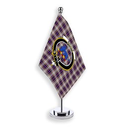 ScotsTee Shop Scottish Bruce of Kinnaird Dress (Dance) Crest Tartan Desk Flag Plaid Table Flag