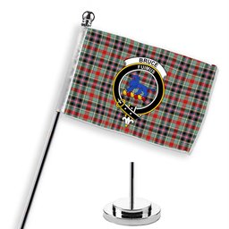 ScotsTee Shop Scottish Bruce of Kinnaird Modern Crest Tartan Desk Flag Plaid Table Flag