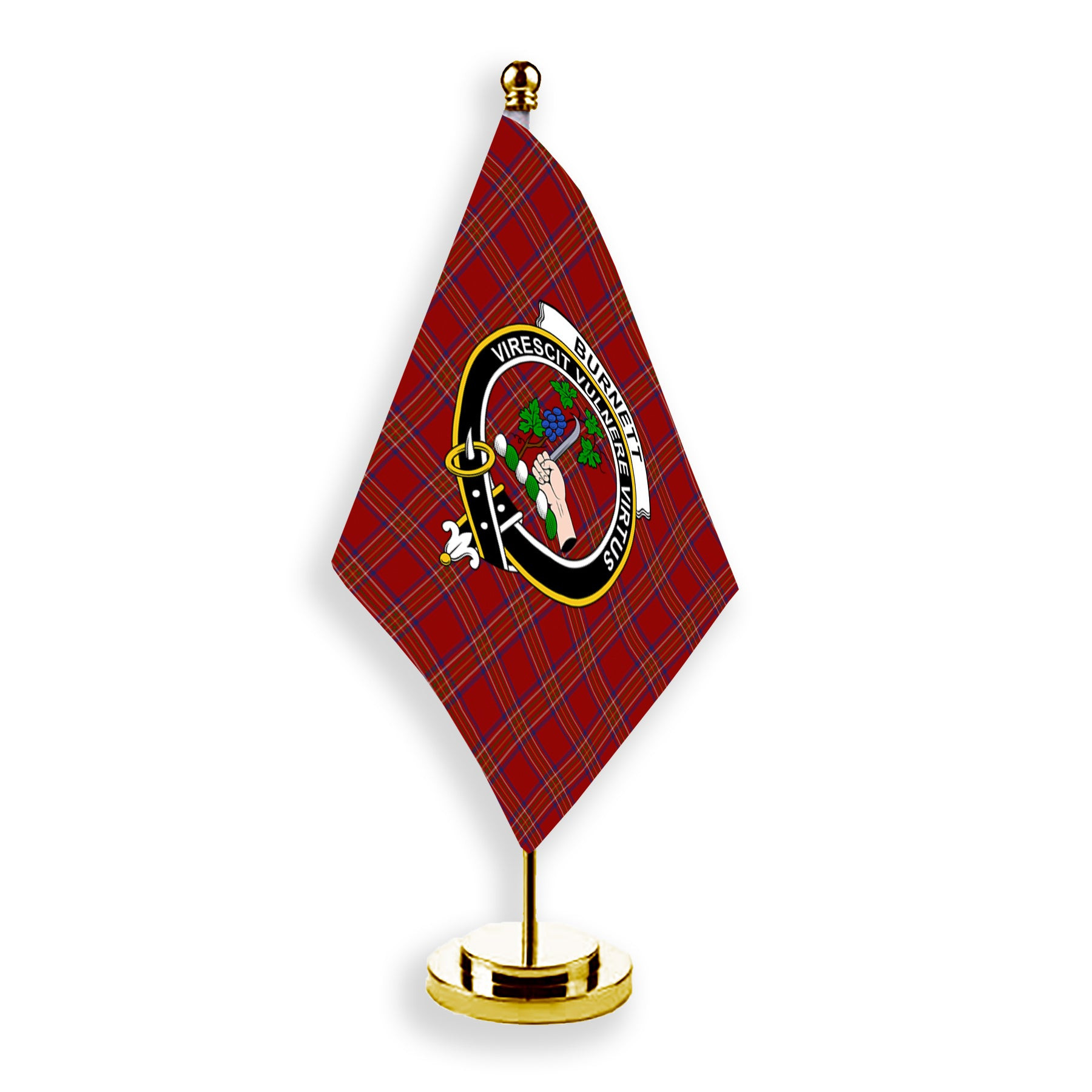 ScotsTee Shop Scottish Burnett of Leys Dress Crest Tartan Desk Flag Plaid Table Flag