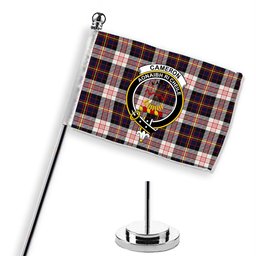 ScotsTee Shop Scottish Cameron of Erracht Dress Modern Crest Tartan Desk Flag Plaid Table Flag