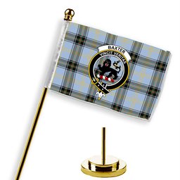 ScotsTee Shop Scottish Baxter of Balgavies Ancient Crest Tartan Desk Flag Plaid Table Flag