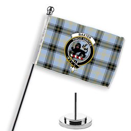 ScotsTee Shop Scottish Baxter of Balgavies Ancient Crest Tartan Desk Flag Plaid Table Flag