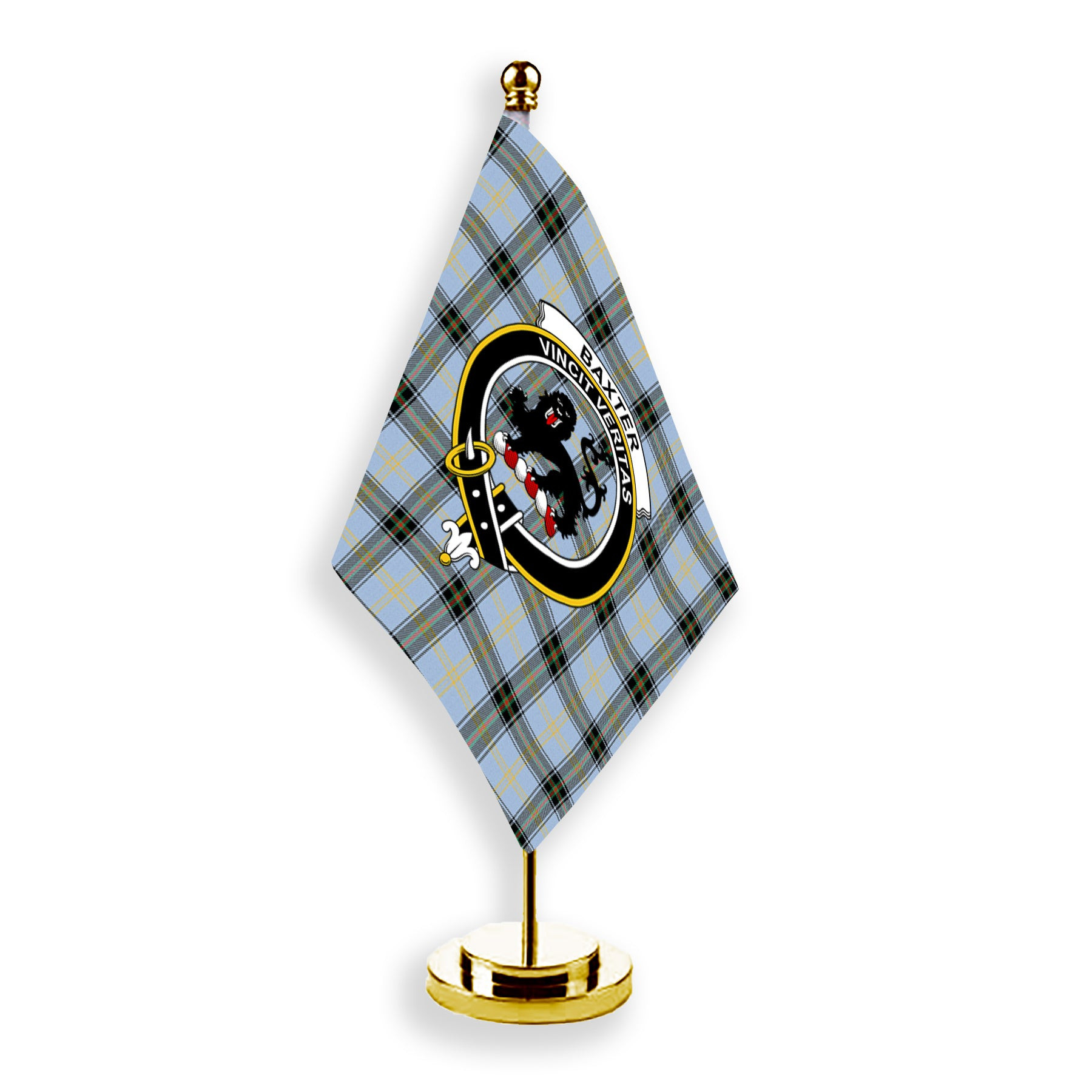 ScotsTee Shop Scottish Baxter of Balgavies Ancient Crest Tartan Desk Flag Plaid Table Flag