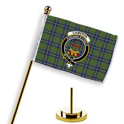 ScotsTee Shop Scottish Cameron of Lochiel Hunting Crest Tartan Desk Flag Plaid Table Flag
