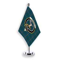 ScotsTee Shop Scottish Burns of California Modern Crest Tartan Desk Flag Plaid Table Flag