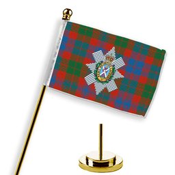 ScotsTee Shop Scottish Black Watch Pipe Band Ancient Crest Tartan Desk Flag Plaid Table Flag