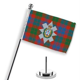 ScotsTee Shop Scottish Black Watch Pipe Band Ancient Crest Tartan Desk Flag Plaid Table Flag