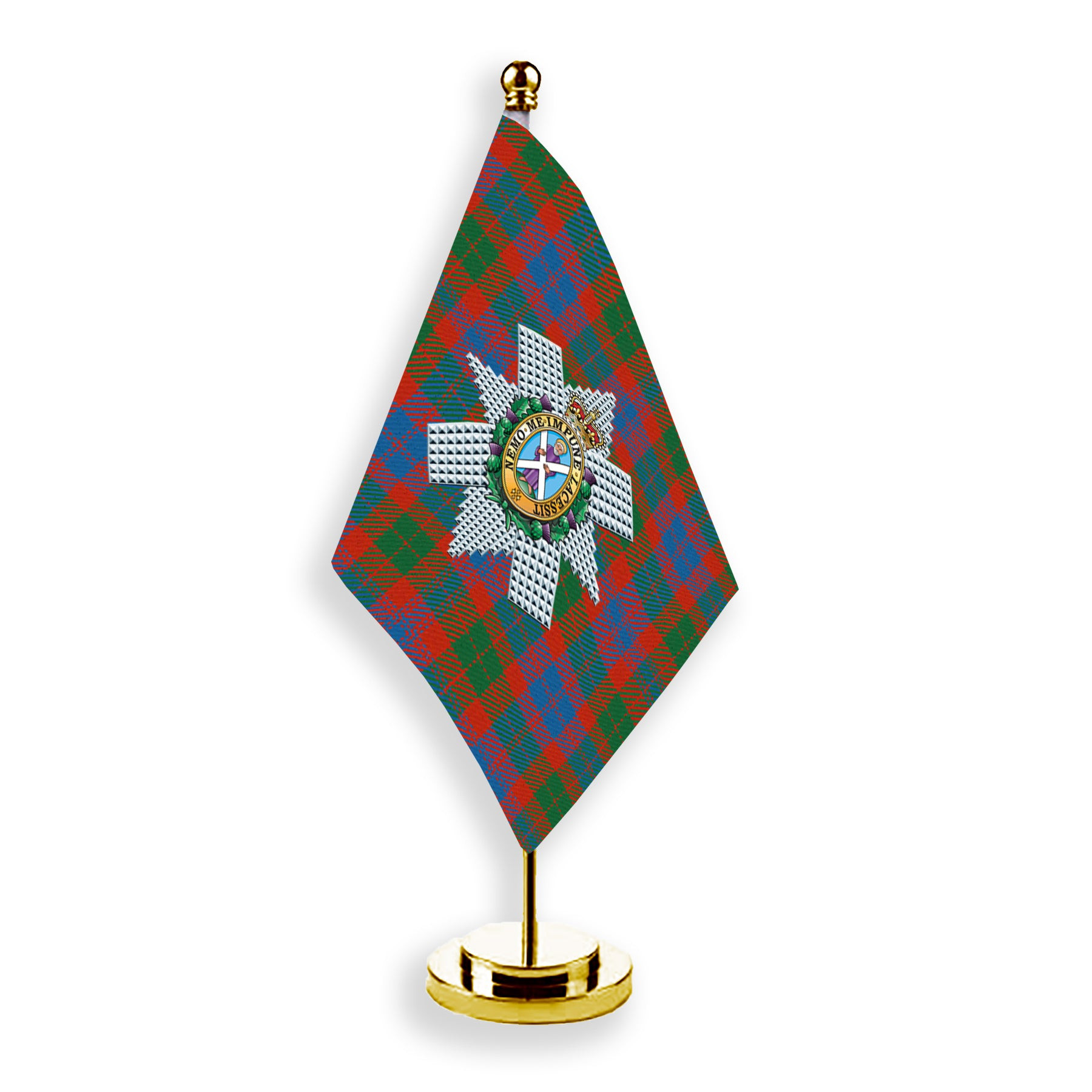ScotsTee Shop Scottish Black Watch Pipe Band Ancient Crest Tartan Desk Flag Plaid Table Flag