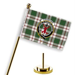 ScotsTee Shop Scottish Crawford Arisaid Dance Ancient Crest Tartan Desk Flag Plaid Table Flag