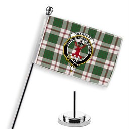 ScotsTee Shop Scottish Crawford Arisaid Dance Ancient Crest Tartan Desk Flag Plaid Table Flag