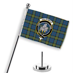 ScotsTee Shop Scottish Dalrymple M of Oxenfoord Crest Tartan Desk Flag Plaid Table Flag