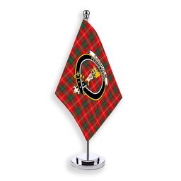 ScotsTee Shop Scottish Chisholm of Strathglass Modern Crest Tartan Desk Flag Plaid Table Flag