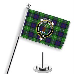 ScotsTee Shop Scottish Davidson of Tulloch Crest Tartan Desk Flag Plaid Table Flag