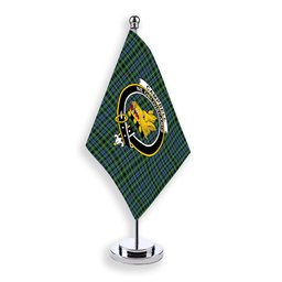 ScotsTee Shop Scottish Campbell of Argyll 1815 Ancient 2 Crest Tartan Desk Flag Plaid Table Flag