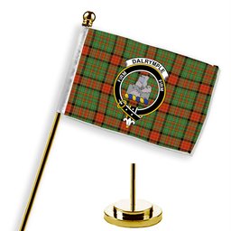 ScotsTee Shop Scottish Dalrymple of Castleton #2 Ancient Crest Tartan Desk Flag Plaid Table Flag
