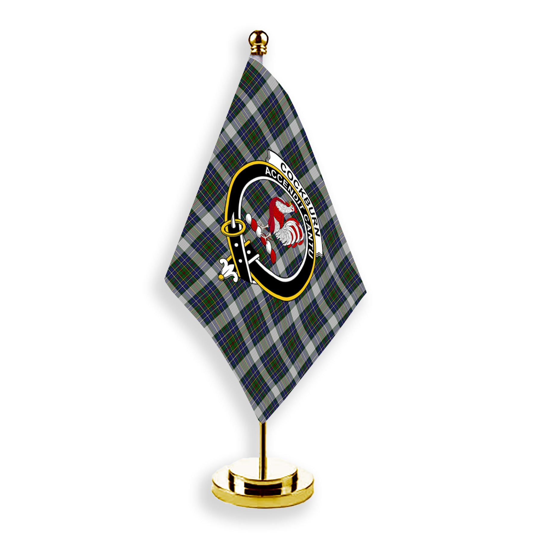 ScotsTee Shop Scottish Cockburn of Ormiston Dress Crest Tartan Desk Flag Plaid Table Flag