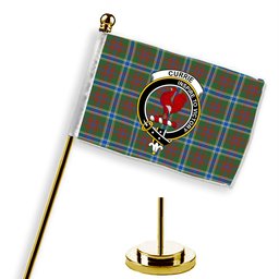 ScotsTee Shop Scottish Currie of Arran Modern Clan Crest Tartan Desk Flag Plaid Table Flag