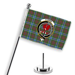 ScotsTee Shop Scottish Currie of Arran Modern Clan Crest Tartan Desk Flag Plaid Table Flag