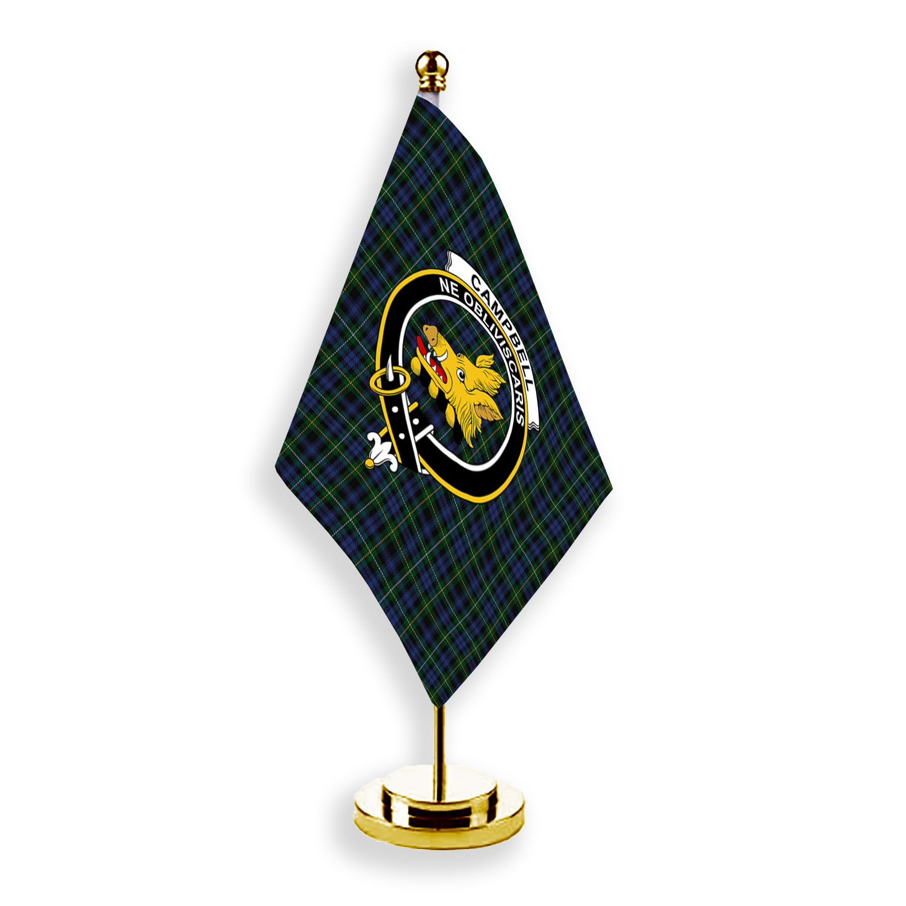 ScotsTee Shop Scottish Campbell of Argyll 01 Crest Tartan Desk Flag Plaid Table Flag