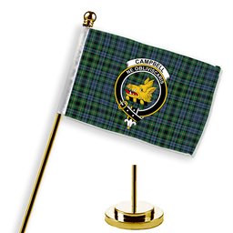 ScotsTee Shop Scottish Campbell of Argyll 1815 Ancient Crest Tartan Desk Flag Plaid Table Flag
