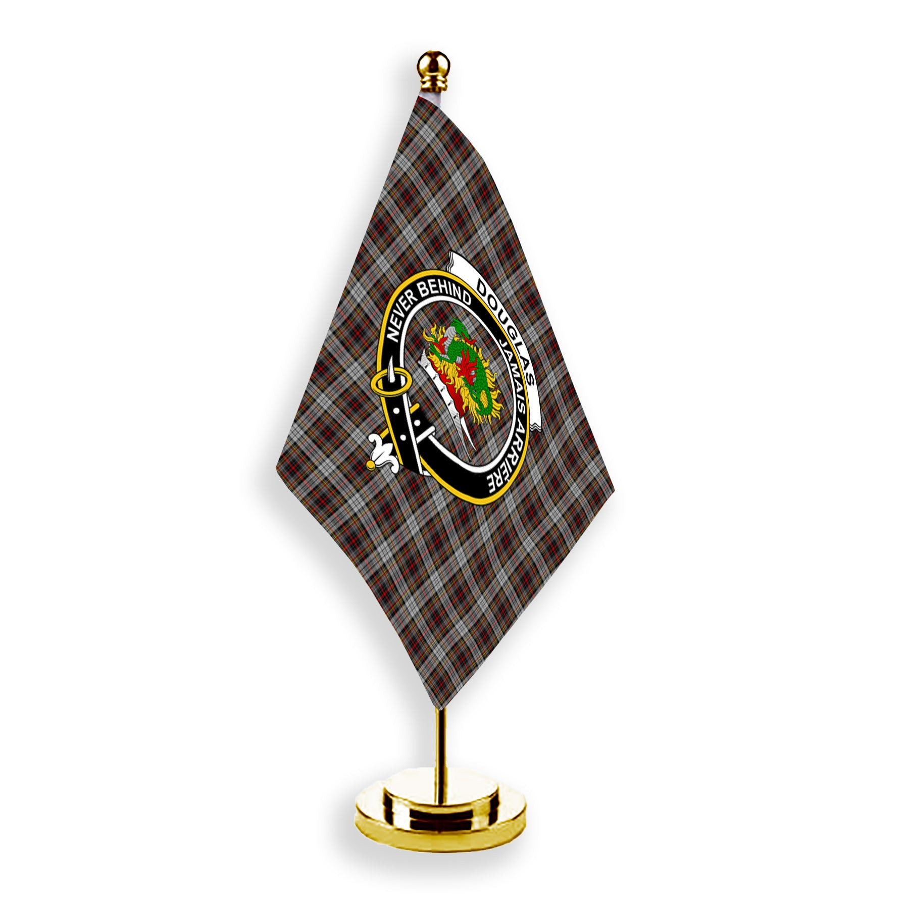 ScotsTee Shop Scottish Douglas Ancient Dress Crest Tartan Desk Flag Plaid Table Flag