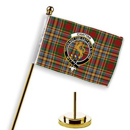 ScotsTee Shop Scottish Chattan Chief of Clan Crest Tartan Desk Flag Plaid Table Flag