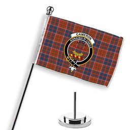 ScotsTee Shop Scottish Cameron of Lochiel Ancient Crest Tartan Desk Flag Plaid Table Flag
