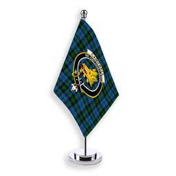 ScotsTee Shop Scottish Campbell of Glenlyon Crest Tartan Desk Flag Plaid Table Flag