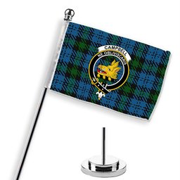 ScotsTee Shop Scottish Campbell of Glenlyon Crest Tartan Desk Flag Plaid Table Flag
