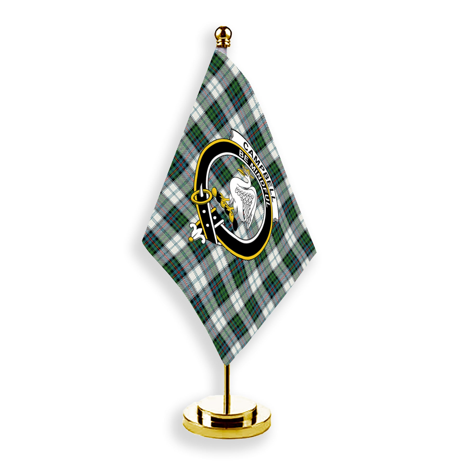ScotsTee Shop Scottish Campbell of Cawdor Dress Ancient Crest Tartan Desk Flag Plaid Table Flag