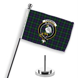 ScotsTee Shop Scottish Campbell of Cawdor Crest Tartan Desk Flag Plaid Table Flag