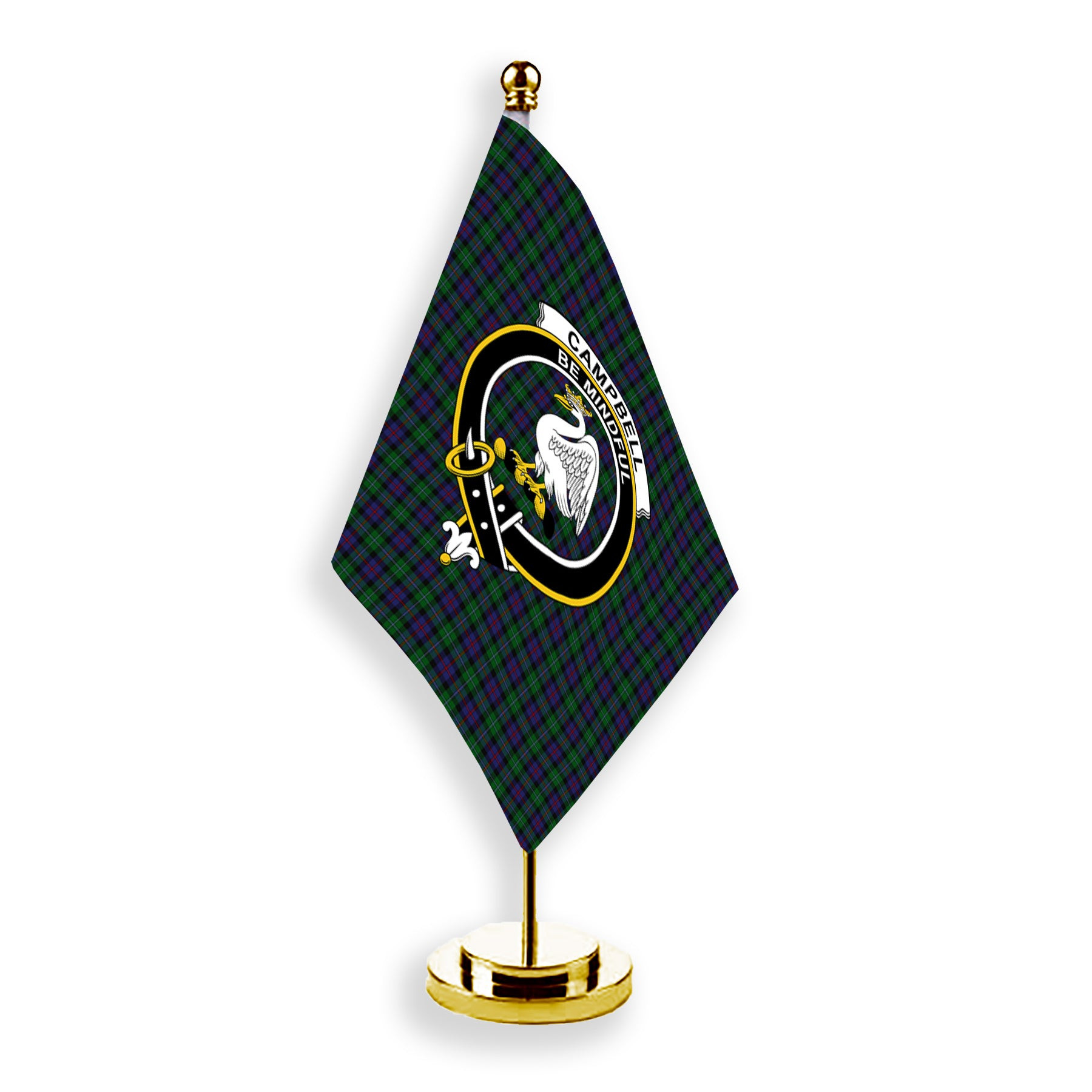 ScotsTee Shop Scottish Campbell of Cawdor Crest Tartan Desk Flag Plaid Table Flag