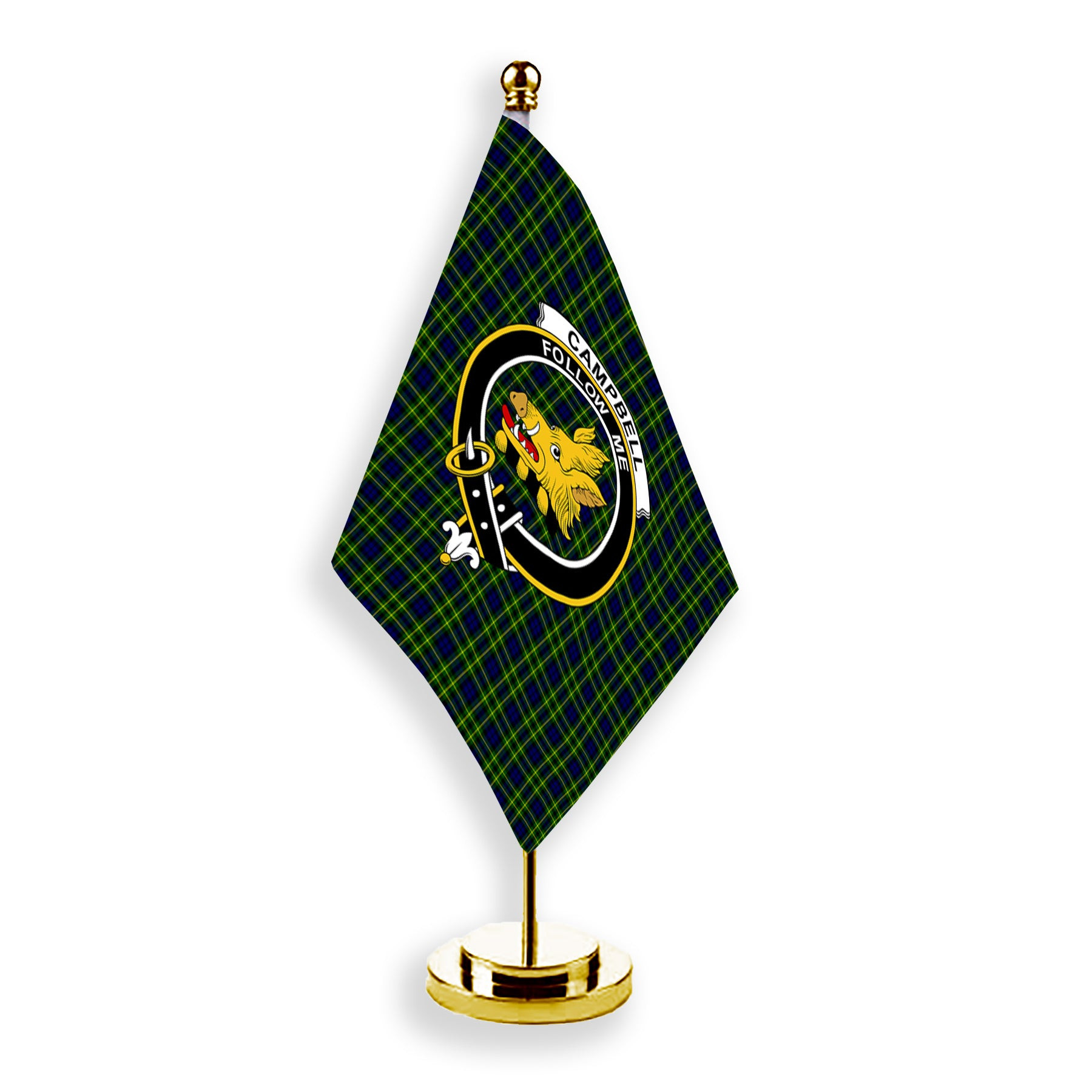 ScotsTee Shop Scottish Campbell of Breadalbane Modern Crest Tartan Desk Flag Plaid Table Flag